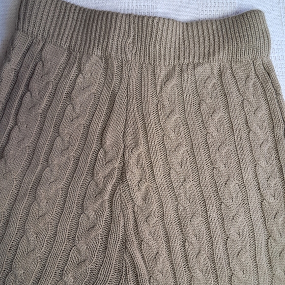 Womens large tan cable knit 2pc crop long sleeve jogger set - Picture 7 of 8